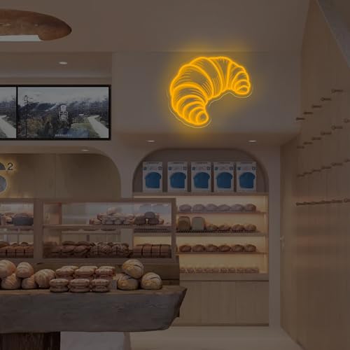 Image of Croissants Neon Sign Bread Bakery Neon Lights Croissant Baking LED Light