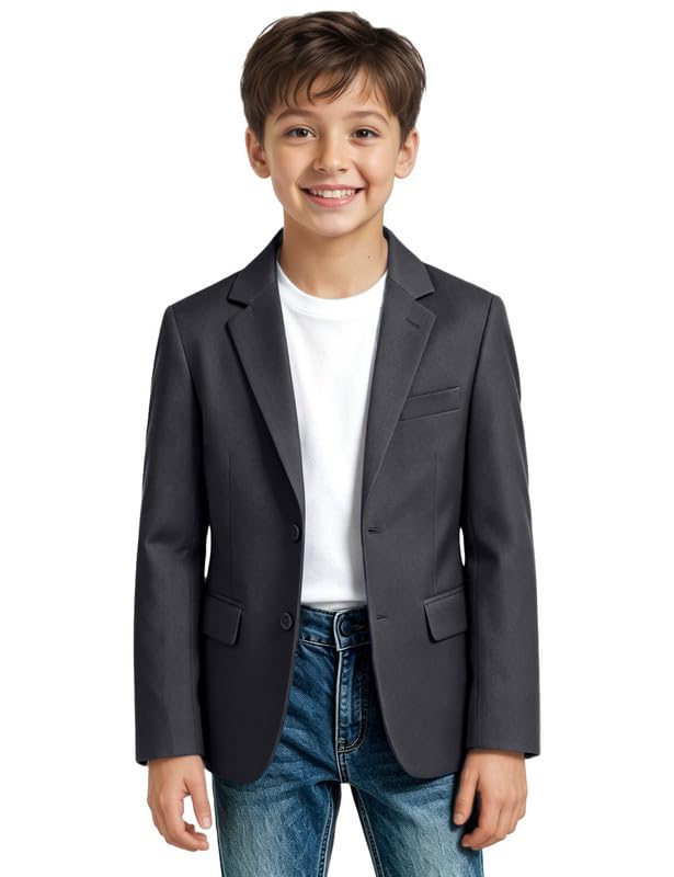 Visaccy Boys Suit Jacket Toddler Formal Blazer Slim Fit Sport Coat for Kids