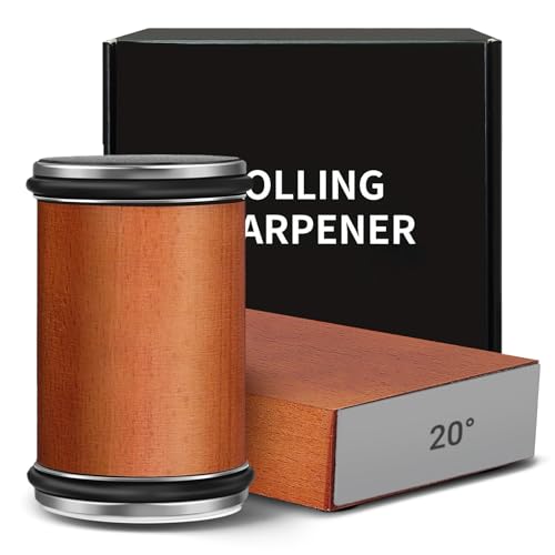 Knife Sharpener Tool, Tumbler Rolling Knife Sharpener with Diamond and Ceramic Discs, 15° & 20°...