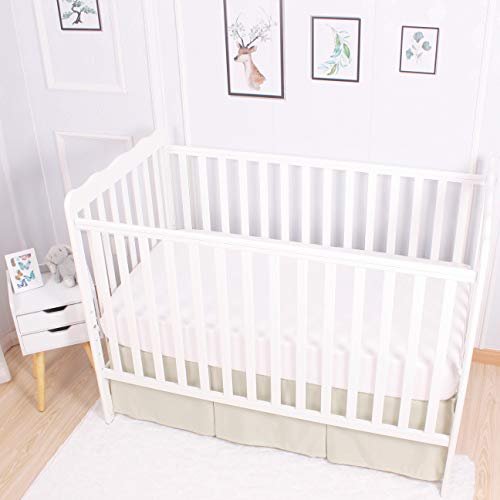 Casaja Green Baby Crib Skirt For Boy And Girl, Durable Woven Platform And Stylish Box Pleated Design, 14" Soft Breathable Crib Dust Ruffle Drop, Fits Standard Size Crib Bed And Easy Install, Green #TOP7