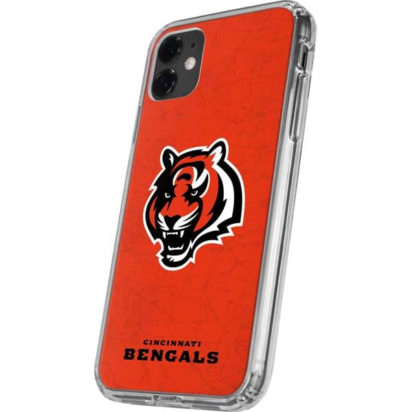 Skinit Clear Phone Case Compatible with iPhone 11 - Officially Licensed NFL Cincinnati Bengals - Alternate Distressed Design