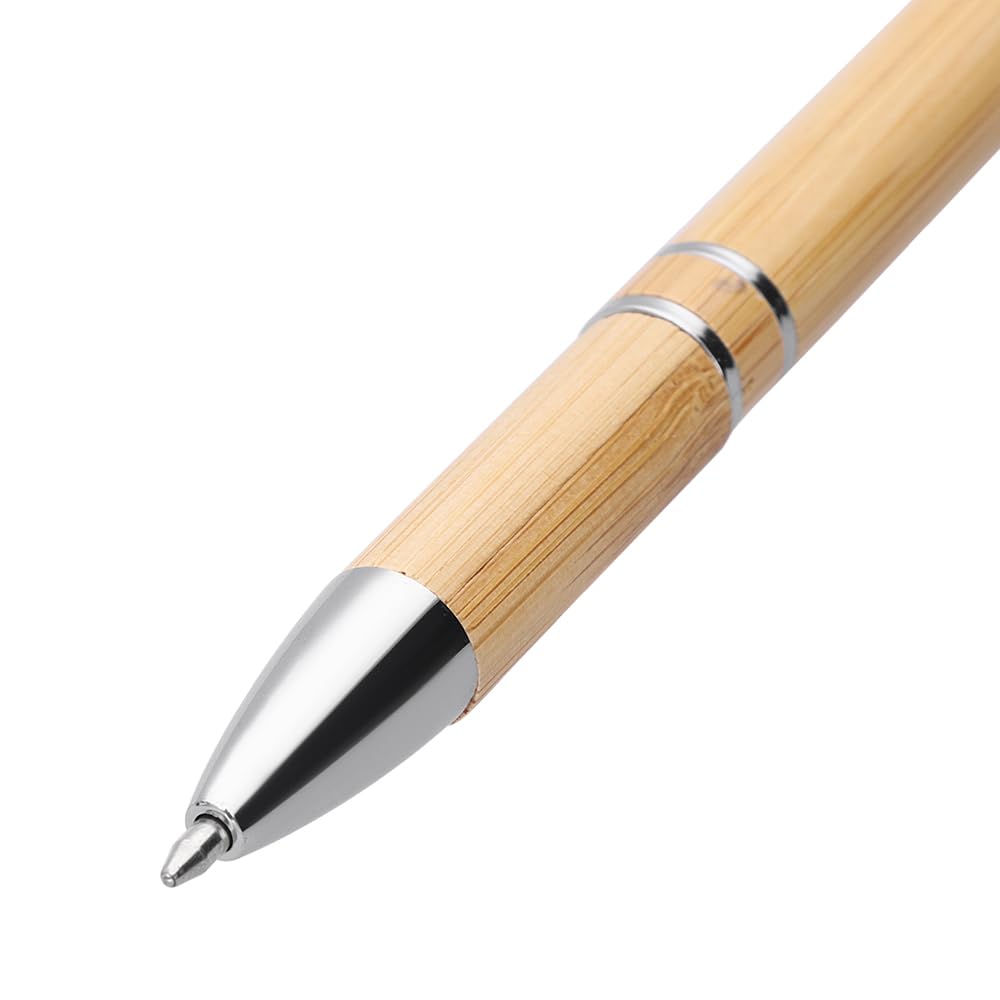 MPM Quality Bolígrafo de bambú con grabado láser personalizado, con texto y logotipo para empresa, con clip de metal, madera, respetuoso con el medio ambiente, precio por 1000 unidades