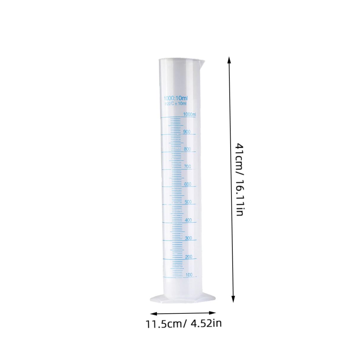 Juego de 5 Probetas de Plástico con Escala Clara y Base Estable | 1000/500/250/100/50ml, Plástico Transparente, Medición Precisa, Uso en Hogar, Laboratorio y Escuela