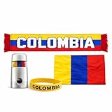 SIFRIMANIA Colombia Fan Kit 4 Pieces Scarf Bandana Silicone Bracelet Soccer Accessories for International Football Event Game Day Outfit