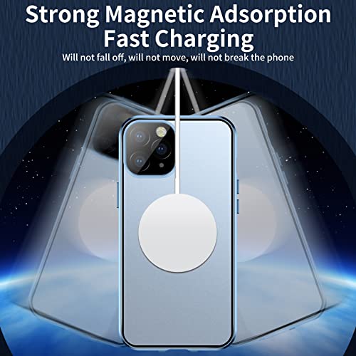 Jonwelsy Case For Iphone 13 Pro Max, Compatible With Magsafe 360 Degree Full Body Protection Case Magnetic Attraction Metal Bumper+Front Glass+Pc Back Cover For Iphone 13 Pro Max (6.7 Inch) (Blue) #TOP1