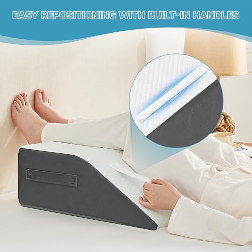 Image of Yojoker Leg Elevation Pillows for Swelling, Memory Foam Wedge Pillow for Legs Blood Circulation, Leg Elevation Pillows for After Surgery, Knee Wedge Pillow for Sleeping Back Hip Ankles Relief