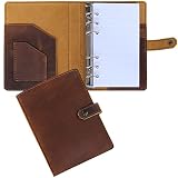 Refillable Leather Journal with 6 Ring, Leather Binder Organizer with Lined Pages, 100 Sheets, Perso