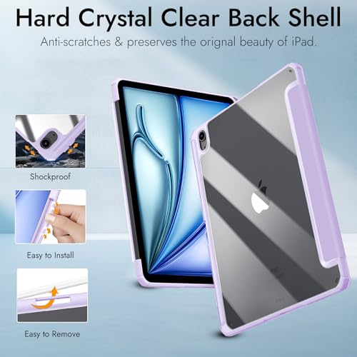 Image of Robustrion Cover for iPad Air 13 inch M4 /M3 /M2 (2026 /2025 /2024) Cover Case with [Pencil Holder] [Transparent Back] Hybrid Case Cover for iPad Air 13 inch [Auto Sleep Wake Support] - Marble Lilac