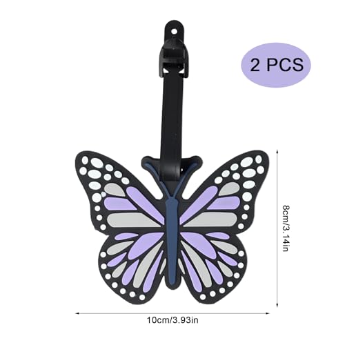 Purple Luggage Tag,2PCS Luggage Identifiers for Suitcases,Suitcase Tags,Personalized Cute Butterflies for Men and Women Travel Bags and Suitcases3