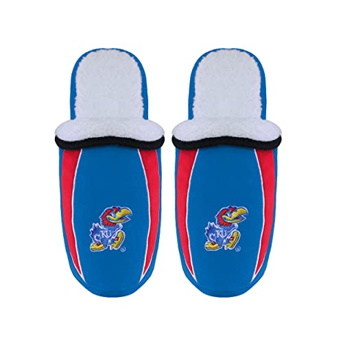 Image of FOCO mens NCAA College Team Logo Sherpa Moccasin Slippers