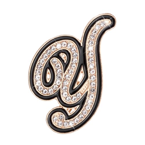 PATIKIL ラインストーン文字ブローチピン イニシャル文字Yブローチメタル水晶アルファベットA-Zラ ペルピン黒エッジ女性宝石ギフトスーツ服帽子クラフト 金色