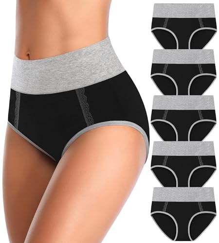 Image of MISSWHO Cotton High Waisted Womens Underwear Soft Stretch Breathable Full Coverage Ladies Panties Multipack