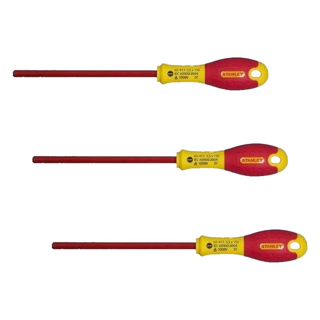 STANLEY 1-65-410 - Destornillador aislado vde 1000v FatMax plana 2,5 x 50 mm (Paquete de 3) en oferta en Amazon