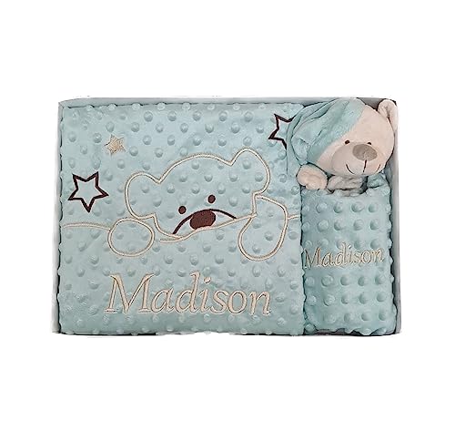 Miniatura 3 de Manta De Bebé Y Dou Dou Personalizado Con El Nombre Del Bebé Bordado. Regalo Ideal Para Bebé Recién Nacido, Baby Shower Y Padres Primerizos. Canastilla Bebé Recién Nacido. 4 Colores Disponibles.