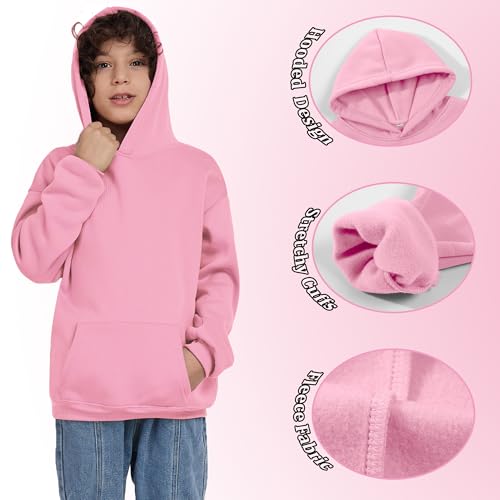 Image of Kids Athletic Pullover Hoodie Sweatshirt with Pocket Tops,2-12Years | Boys and Girls Fleece Hooded Christmas Halloween Teen Girls Athletic Hoodie Solid Color Lightweight Classic Kids Clothes