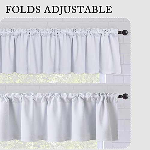 Miulee Blackout Valance Rod Pocket Thermal Insulated Window Treatment Tiers Solid Short Curtain For Small Window Bedroom 42 X 18 Inches 1 Panel Greyish White #TOP6