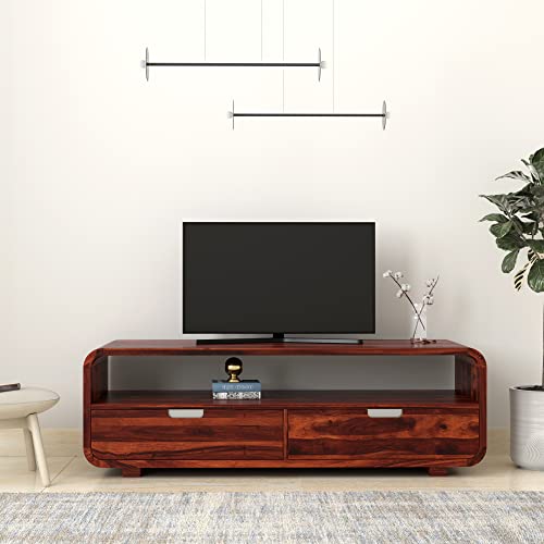 Image of Amazon Brand - Solimo Argute Solid Sheesham Wood TV Unit (Honey Finish)