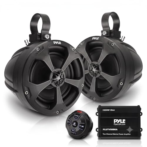 Image of Pyle 5.25'' Water Resistant Marine Speaker - 1000 Watt Amplifier + Wireless BT Audio Controller, Applicable To ATV, UTV, 4x4, Wired RCA, for Boat Stereo Speaker & Other Watercraft