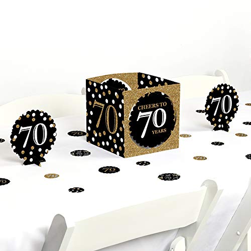 Big Dot of Happiness Adult 70th Birthday - Gold - Birthday Party Centerpiece & Table Decoration Kit