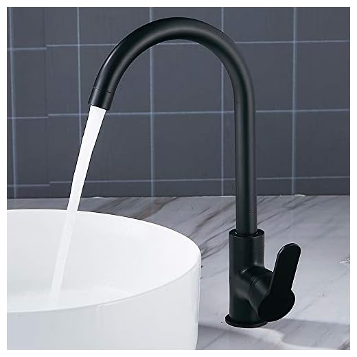 Dightyoho Grifo con Monomando 360° Giratorio Alto para Cocina Lavabo Fregadero Baño, G 3/8 Manguera, Negro Mate