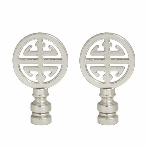 Image of GY & CK Lamp finials Oriental lampshade finial knob Happiness Symbol lamp shade Decoration Finial Top Lamp Parts, Set of 2 (Nickel)
