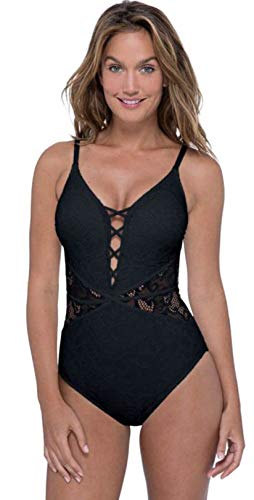Profile by Gottex Women's V-Neck One Piece Swimsuit, Shalimar Black, 10