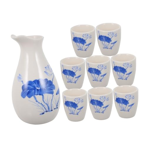 GLEAVI 陶磁器製酒具 酒器点 美しいプリント柄付き 酒用注器とおちょこ な 製 伝統的な和風デザイン テーブル飾りと実用性兼備