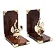 NKlaus Maritim Buchstützen Schiffsschraube, 1 Paar, aus Holz und Messing, 14,5x9x15,5cm, goldene Messingdetails, perfekt für Maritime Bücherregale 11525