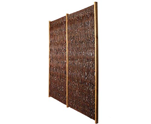 Weidenwand London 180 x 180cm mit Seitenrahmen und Mittelstrebe - Sichtschutzzaun aus geflochtener Weide