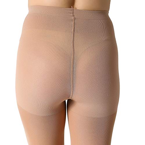 Manzi 1 Pairs Run Resistant Control Top Panty Hose Opaque Tights(Small, Suntan) #TOP5