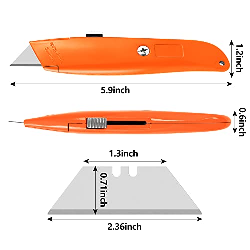 Image of DIYSELF 2 Pack Razor Utility Knives, Durable Retractable Box Cutter Knife | Ergonomic Grip Box Cutters for Cartons, Vinyl, Packages and Leather; PVC Pipe Cutter Knife for Home and Office Use