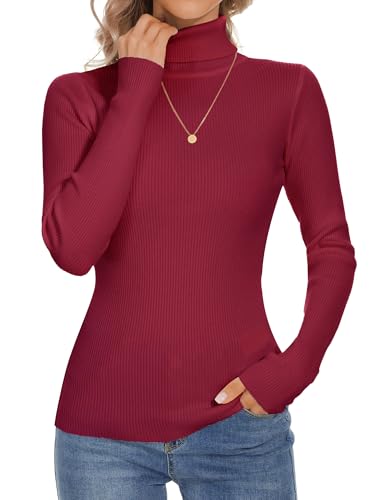 Image of Turtleneck Sweaters for Women Ribbed Long Sleeve Pullover Sweater
