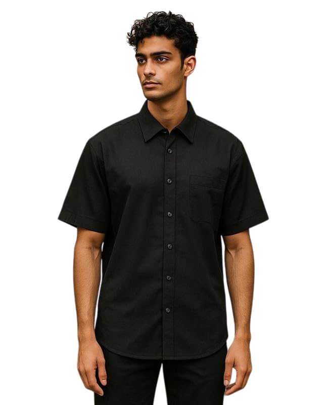 Image of Men's Khadie Cotton Half Sleeves Plain Solid Casual Shirt