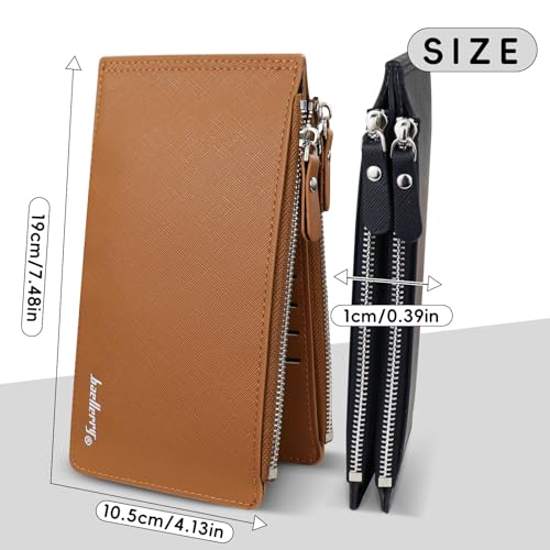 WishLotus Credit Card Holder Wallet, Multi Card Slim Wallet for Women with Double Zipper Pocket, Bifold Leather Wallet Card Case (Black)3