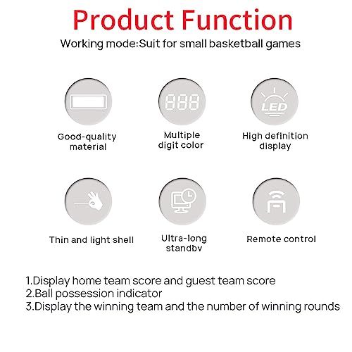 Marcador digital para baloncesto, reloj marcador profesional de pared con control remoto, zumbido y cinco niveles ajustables de brillo, para tenis de mesa, voleibol, fútbol, tenis y más miniatura 6
