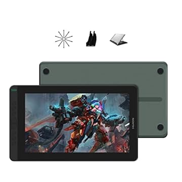 MESA DIGITALIZADORA HUION Kamvas 13 Android Graphics Support com tela totalmente laminada 8192 Stylus Bateria Sensibilidade à pressão de 8 teclas Express Suporte ajustável -13,3 polegadas (Verde)
