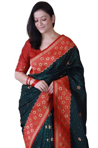 Image of SGF11 Women's Kanjivaram Pure Handloom Soft Silk Saree With Blouse Piece