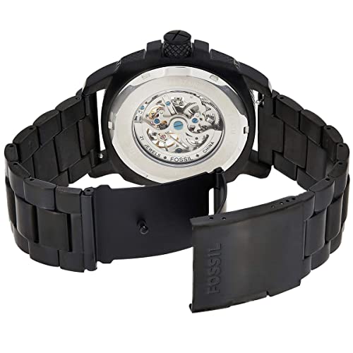 Image of Fossil Analog grey Modern Machine Automatic Skeleton Dial Men's Black Watch ME3080