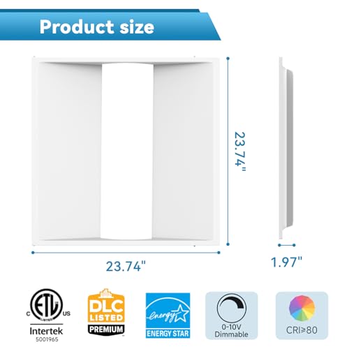 Msbfi 2x2 LED Troffer Center Basket Panel,5Color Tunable 3500K/4000K/5000K,Watt Adjustable,30W/35W/40W-Up to 6000Lumens,0-10V Dimmable Recessed Back-Lit Drop Ceiling Light,ETL Qualified,4Pack by Msbfi - Used condition - Image 4