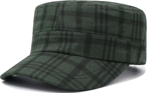 YeeHeen Men's Cadet Army Cap Vintage Military Hat Plaid Pattern