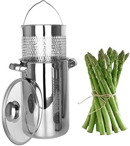 RUNZI Rozsdamentes Spárga Főző Gőzöléses Kosárral és Fedővel 16cm 4L