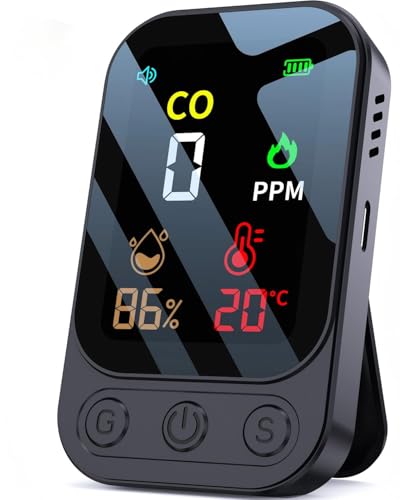 YEREADW CO-Melder HD09 mit Temperaturanzeige Schwarz