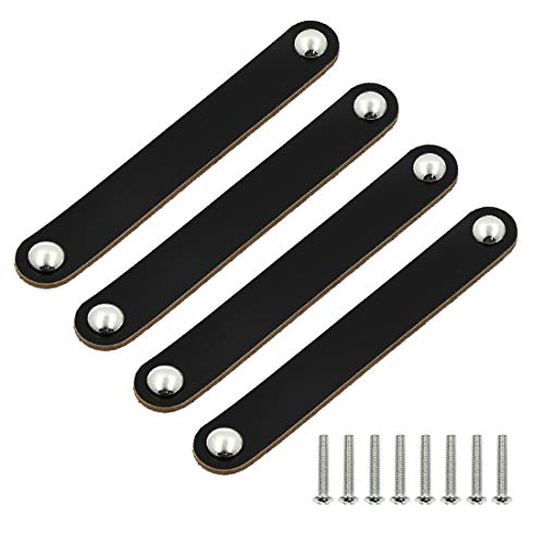 Seimneire Leather Furniture Handles 6.7" Black Set of 4