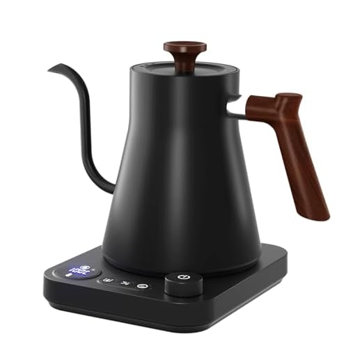 Camnoon Chaleira elétrica pescoço de ganso 1200W Caldeira de água potente e rápida em aço inoxidável interno Controle de temperatura NTC Tela LCD Desligamento automático 0,9L