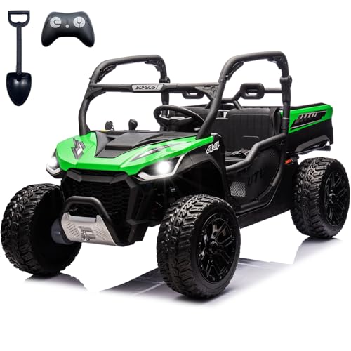 Image of NEWQIDA 2 Seater Kids UTV 24V Ride on Toy for Kids 3-8 Side by Side, Green