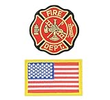 2 PCS Fireman/Firefighter Fire Department Shield Cross Embroidered Iron On Sew On Patches