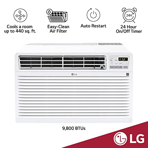 Lg 9,800 Wall Air Conditioner For Rooms Up To 440 Sq. Ft. With Remote, Energy Star Rating, 3 Cool & Fan Speeds, And Universal Design That Fits Most Sleeves, 10000 Btu, White #TOP3