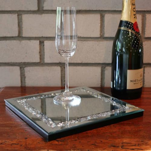 Formano Deko Spiegeltablett Stones mit Spiegelsteinchen aus Spiegelglas, 25x25cm, 1 Stück