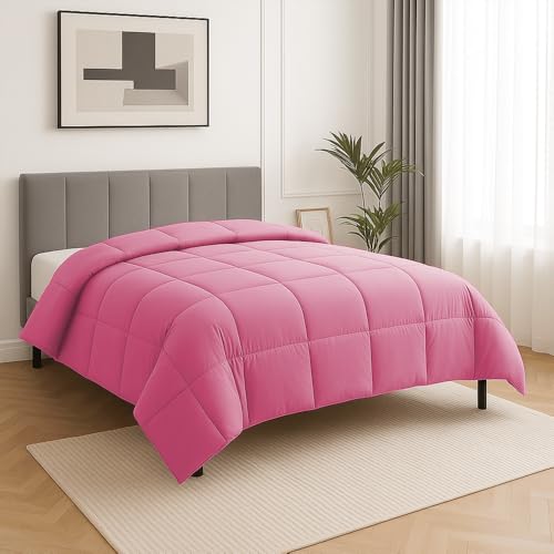 Image of Emperor Size Comforter Set - All Season Down Alternative Bedding Comforter Set - Quilted Duvet Insert with Corner Tabs - Box Stitched Blanket - Breathable, Soft - Pink