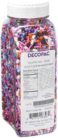DECOPAC Monster Mash Deluxe Fusion Mix, 26oz, Fancy Candy Sprinkles in Handheld Container, Edible Sprinkles For Celebration Cakes, Cupcakes, Cookies and Donuts